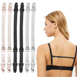 Eophmi Bra Strap Holder 6 Pcs Adjustable Bra Strap Clips Racer Back Bra Clip Bra Clips for Racer Back Bra Strap Retainers Bra Clips for Preventing Bra Straps from Slipping (Black Beige White)