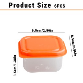 Thyonta 6 PCS Small Food Storage Containers - 5.5 * 5.5 * 3.5cm Small Fruit Crisper Boxes with Lids for Adult, Kids, Child, Baby, Pets, etc.
