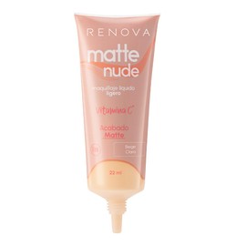 Renova| Maquillaje Liquido Matte Nude Claro, Con Vitamina C, FPS 18