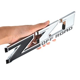 Aimoll 2pcs 10 Inch Big Chrome Z71 Off Emblems Replacement for GMC Chevy Silverado (Chrome Black)