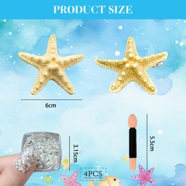 Yamobi Starfish hair clip, starfish decoration for women and girls, adults, shell hair jewellery for mermaid hair jewellery, pack of 2