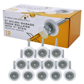 HardwareX supply 2" Nylon Sealed Garage Door Rollers, 6200ZZ High Performance Ball Bearing (12 Pack, 7" Stem)