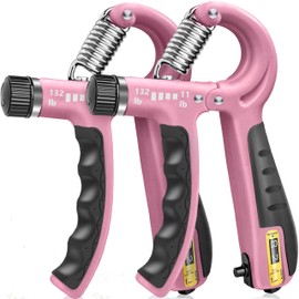 FLYFE Grip Strength Trainer, Plastic, 2 Pack 11-132 lbs, Forearm Strengthener, Hand Squeezer Adjustable Resistance, Hand Grip Strengthener for Muscle Building and Injury Recovery (Pink)