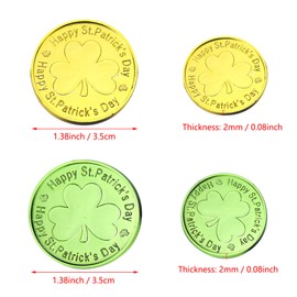 Sieman Pack of 24 Clover Leaf Coins St. Patrick's Day Green Clover Lucky Coins for Clover Leprechauns Party Supplies, St. Patrick's Day Decoration (24 Pieces/Green)