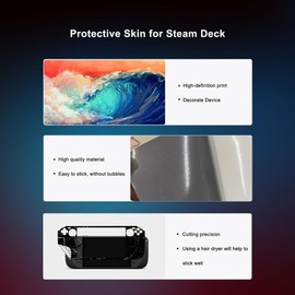 Skin Stickers for Steam Deck, Protective Wrap Cover for Handheld Gaming PC, Full Set Vinyl Decal with One Piece HD Glass Screen Protector (Blue Yellow)