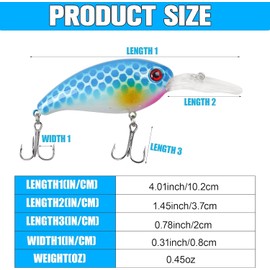Fishing Lure Topwwater Fishing Popper Lure with Sharp Treble Hooks Shallow Deep Diving SwimBaits Minnow Crankbait Jerkbait Float Lure Fishing Plug Offshore (4in/0.45oz-8pcs)