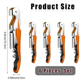 6 Pieces Professional Waiter Corkscrew Wine Openers, Orange Wine Keys Opener Stainless Steel Hinges Serrated Foil Cutter for Restaurant Waiters, Sommelier, Bartenders (Orange)