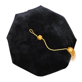 Newrara Doctoral Tam Black Velvet 8-Sided W/Gold Bullion Tassel One Size Fits Most