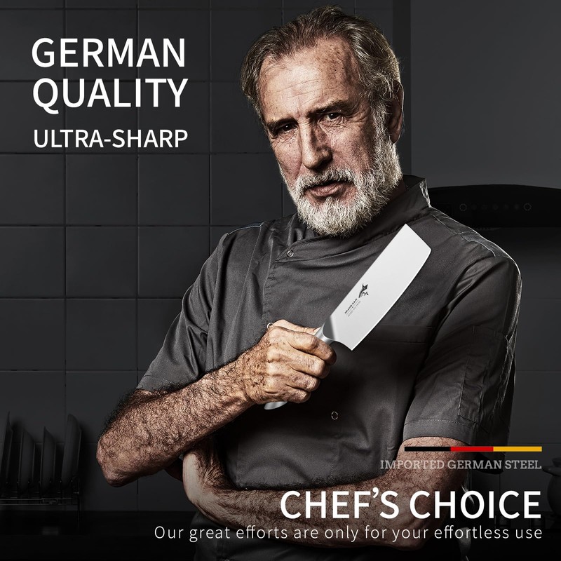 MAD SHARK 7 Inch Nakiri Knife, Ultra Sharp German Stainless