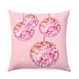 THDSE Preppy Pink Disco Ball Trendy Pillow Covers, Y2K Room Decorative Throw Pillow Covers 18x18, Retro Room Decor Pillow Cases for Party Home Bedroom Couch Girl College Dorm