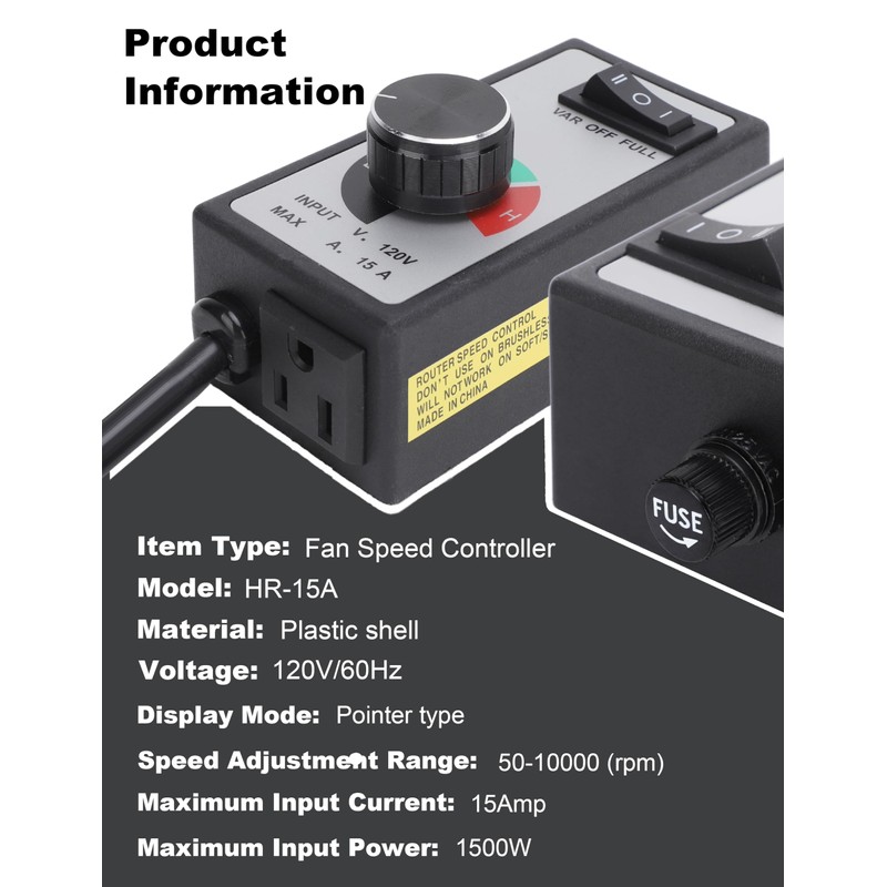 Fan Speed Controller, Variable Speed Switch Controller Adjuster Electric Motor
