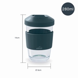 LACOR - 63138 - Borosilicate glass with lid - non-slip - reusable - dishwasher safe - 280 ml