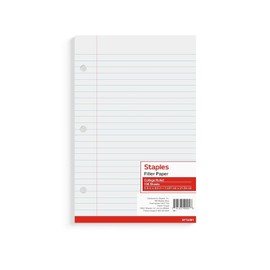 Staples 200055 College Ruled Filler Paper 5 1/2-Inch x 8 1/2-Inch 100/Pack (12301M)