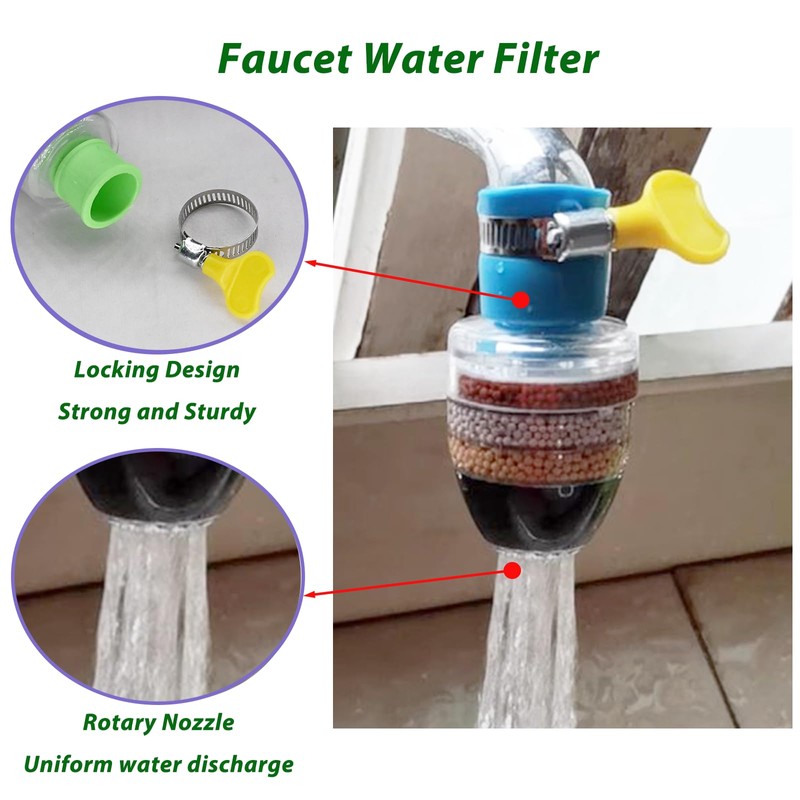 6 Pcs Faucet Water Filter,6 Layer Cartridge Activated Carbon Filters