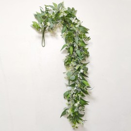 WEDFLOR Eucalyptus Garland 6FT Artificial Deluxe Bushy lvy Greenery Vines Hanging Plants Upgrade Willow Leaves for Wedding Party Backdrop Decor Shelf Arch Home Mantel Table Centerpieces Decorations