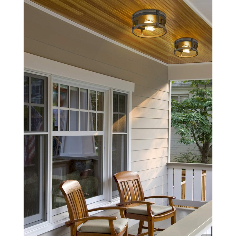 Osimir 2-Light Farmhouse Flush Mount Ceiling Light, 12 inch Kitchen