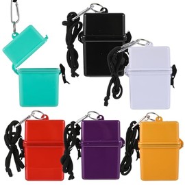 Outus 6 Pieces Waterproof Case ID Card Holder with Floating Sports Case Locker with Carabiner Hanging Ring and Rope 4.69 × 3.70 × 1.42 Inch(Solid Color)