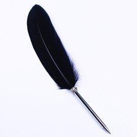 OPENDGO Bolígrafo de pluma, tinta negra, pluma clásico, refinada, chapado en barra, bolígrafo para escribir en la escuela, regalo de boda (negro)     
