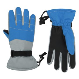 Girls Winter Snow Ski Gloves Kids Gloves Waterproof Windproof Toddler Boys Gloves with Warm Fleece Liner 07 Blue Medium