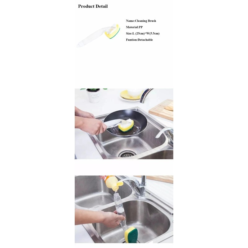 5 Pcs Dish Sponge with Soap Dispenser Handle