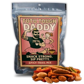 Tutu Tough Daddy Trail Mix - Spicy Snacks for Girl Dads Father’s Day from Daughter, Sriracha Blend with Spiced Peanuts, Guacamole Bites