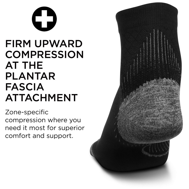 Feetures Plantar Fasciitis Ultra Light Quarter Sock (Large, Black)