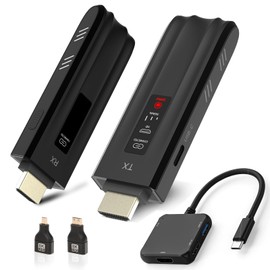 Wireless HDMI Transmitter and Receiver,165FT/50M,4K Decode Input/1080P Full Output,Plug&Play,No Need Wi-Fi/App,2.4G&5G,Video Streaming for Handphone/Camera/PC/Laptop/Projector/Game Console Black