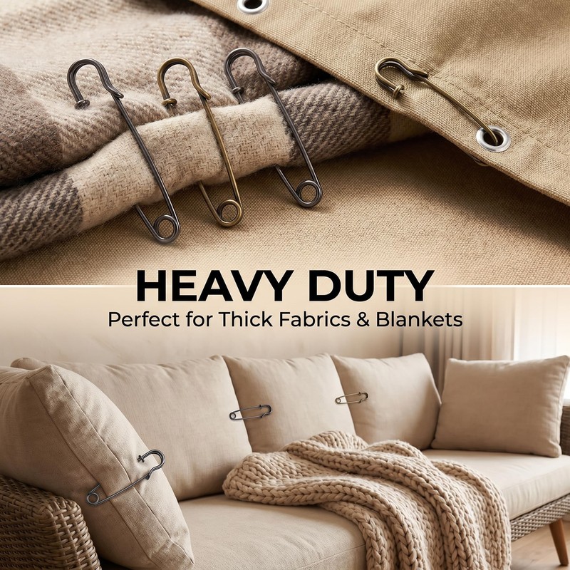 18Pcs Large Safety Pins Heavy Duty for Clothes, Blankets &