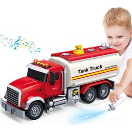 SpringFlower Toy Truck, Boy Toy for 3 4 5 6 Year Old Boys, Oil Tanker Truck Toy with Sound Light and Water Spray Function, Christmas Birthday Gifts for for Boys & Girls