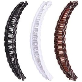 2Pcs Large Banana Clips Fish Clips Long Hair Clips Banana Fish Clip Comb Grip Hair Styling Accessories (Black And Brown)