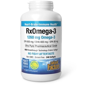 Natural Factors, Rx Omega-3 Fish Oil with EPA and DHA, 240 Enteripure Soft Capsules, Laboratory Tested, Soy Free, Gluten Free, GMO Free