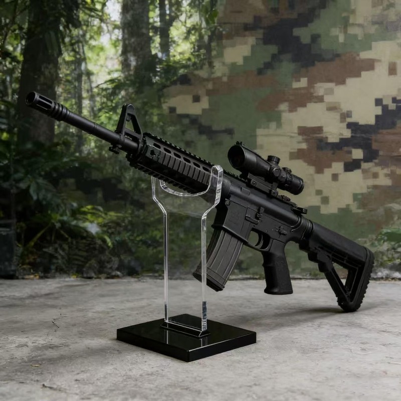 JUTSTJUKO Gun Display Stands,Acrylic Rifle Stand,Gun Stands for Rifles, Clear+Black