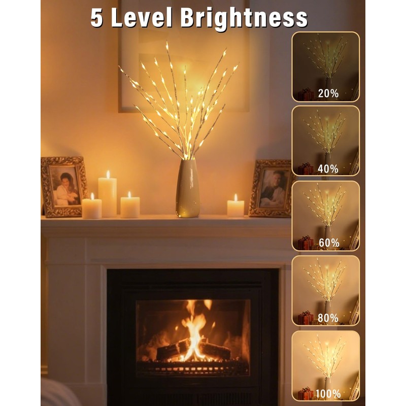 Kinamy LED Tree, Set of 3 Light Trees, 60 LEDs,