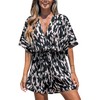 CUPSHE Women Jumpsuit V Neck Lace Up Romper Leopard Print