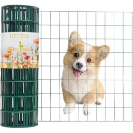 Green PVC Coated Welded Wire Fencing, 60in High x 100ft Long, 2 inch x 3 inch 16GA 2/3/4/5/6 Ft Tall Welded Wire Fence Rolls, Green Metal Garden Fence Wire Roll Garden Fencing for Yard