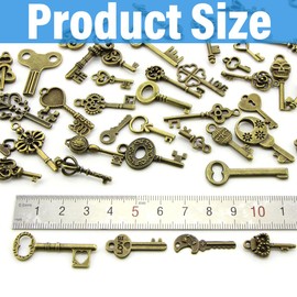 SIRLOMU Pack of 50 Vintage Key Decorative Keys, Antique Keys, Vintage Skeleton Keys Flying Keys, Vintage Antique Pendant Set for DIY Crafts, Necklace, Jewellery, Charms, Key Ring Decoration, Zinc