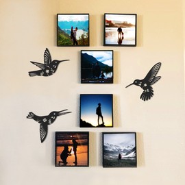 Daogtc Metal Hummingbird Wall Art Decor-Black Metal Wall Art,Bird Wall Sculpture for Home Kitchen Patio Bedroom Living Room Bathroom(3 Pack)