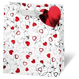 bsb Gift Bag Paper Bag Silver Hearts Book Format