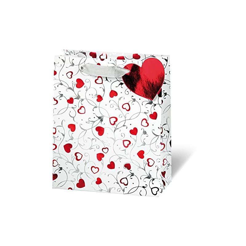 bsb Gift Bag Paper Bag Silver Hearts Book Format