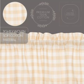 VHC Brands Annie Buffalo Tan Check Swag CURTAIN SET LINED COUNTRY Cottage