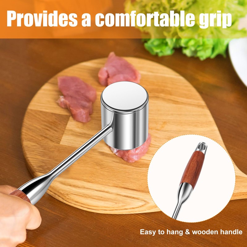 5PC 1.1Lb Dual-Side Meat Tenderizer Hammer, Heavy Duty Mallet with
