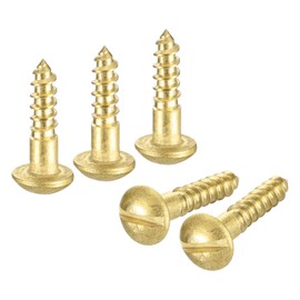 QUARKZMAN Wood Screws M2.5 x 10 mm Slotted Round Head Brass Self Tapping Screw Woodworking Screw Pack of 40