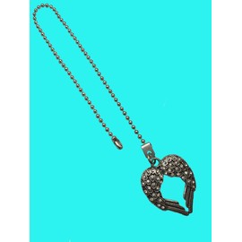 Single Silver Tone Pewter Angel Wings with Rhinestones Fan Light Pull Chain Ornament