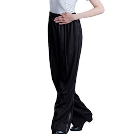 Libaobaoyo Boys Latin Salsa Dance Pants Elastic Waist Smooth Ballroom Competition Trousers (8-9 Years) Black