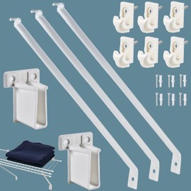 12-Inch Wire Shelving Support Bracket Set - Complete Hardware Kit with Anchors and Pins, Ideal Accessories and Parts for Installing Sturdy Closet Wire Shelves (2+3Brackets)