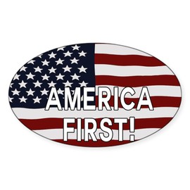 CafePress America First USA Flag Sticker Oval Car Bumper Sticker