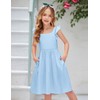 Arshiner Girls Summer Dresses Square Neck Ruffle Sleeve Tie Back