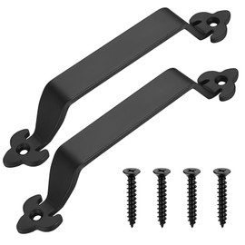 2 Pcs Black Door Handles, Cast Iron Door Handles, Bows Black Door Pull Handles, Retro D Handles, Garden Gate Handles for Wooden Gates Outdoor Indoor Garage Cabinet Shed Door Handles-21.5cm/8.26 Inch
