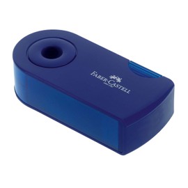 FABER-CASTELL 182701 Double Sharpener Sleeve, Assorted Red and Blue, No Colour Selection Possible