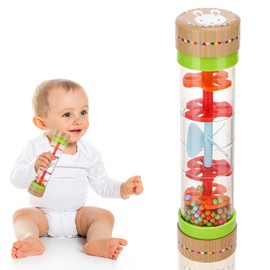 GSrenyu Wooden Baby Rattle Toys, Baby Brain Development Rattle Toy Musical Instruments Toys for Babies 6-12 Months, Baby Rattle Sensory Hand Grip Toys for 1 Year Old Toddlers